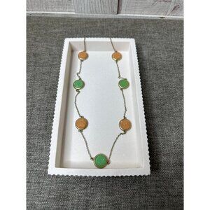 Multi-Color Stone Necklace With Gold Tone Discs & Lobster Clasp Women Fashion